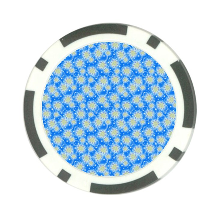 Hydrangea Blue Glitter Round Poker Chip Card Guard