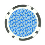 Hydrangea Blue Glitter Round Poker Chip Card Guard Back