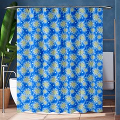 Hydrangea Blue Glitter Round Shower Curtain 60  X 72  (medium)  by Pakrebo