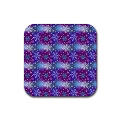 Snow White Blue Purple Tulip Rubber Coaster (square)  by Pakrebo