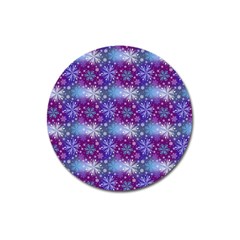 Snow White Blue Purple Tulip Magnet 3  (round) by Pakrebo