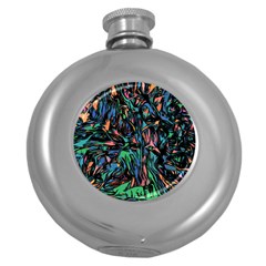 Tree Forest Abstract Forrest Round Hip Flask (5 Oz) by Pakrebo