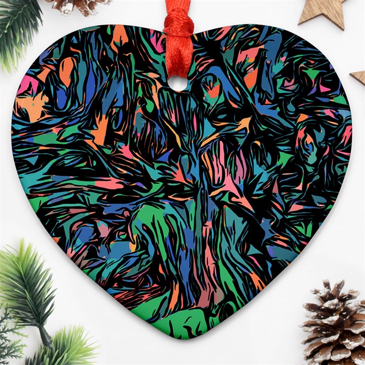 Tree Forest Abstract Forrest Heart Ornament (Two Sides)