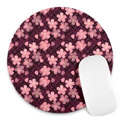 Cherry Blossoms Japanese Style Pink Round Mousepads by Pakrebo