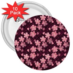 Cherry Blossoms Japanese Style Pink 3  Buttons (10 Pack)  by Pakrebo