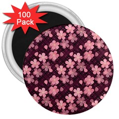 Cherry Blossoms Japanese Style Pink 3  Magnets (100 Pack) by Pakrebo