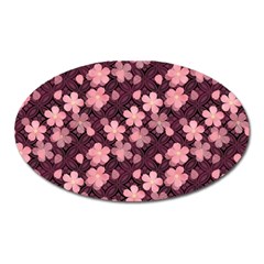 Cherry Blossoms Japanese Style Pink Oval Magnet by Pakrebo