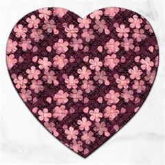 Cherry Blossoms Japanese Style Pink Jigsaw Puzzle (heart) by Pakrebo