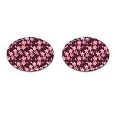 Cherry Blossoms Japanese Style Pink Cufflinks (oval) by Pakrebo