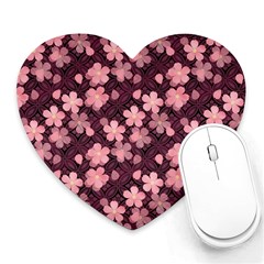 Cherry Blossoms Japanese Style Pink Heart Mousepads by Pakrebo