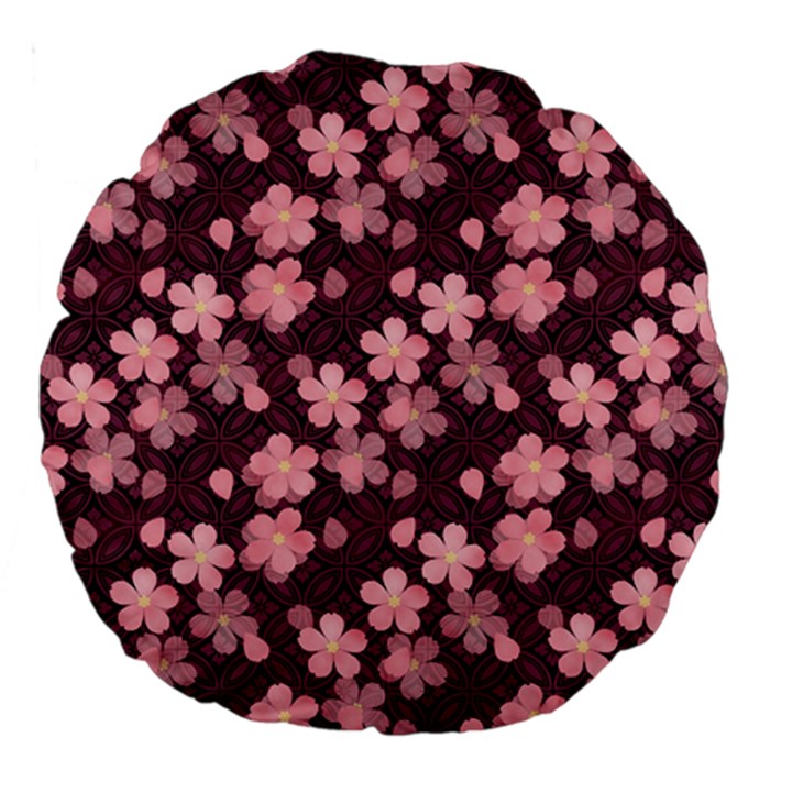 Cherry Blossoms Japanese Style Pink Large 18  Premium Round Cushions