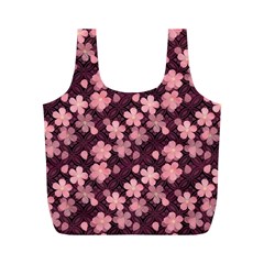 Cherry Blossoms Japanese Style Pink Full Print Recycle Bag (m)