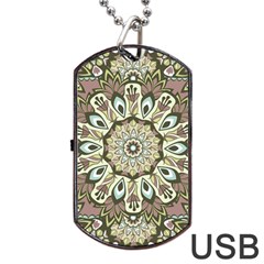 Seamless Pattern Abstract Mandala Dog Tag Usb Flash (one Side) by Pakrebo