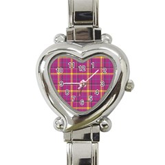 Plaid Tartan Background Wallpaper Heart Italian Charm Watch by Pakrebo