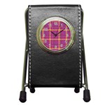 Plaid Tartan Background Wallpaper Pen Holder Desk Clock Front