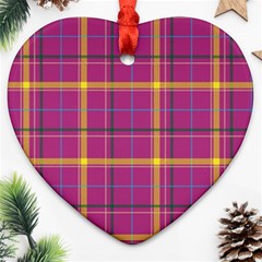 Plaid Tartan Background Wallpaper Heart Ornament (two Sides) by Pakrebo