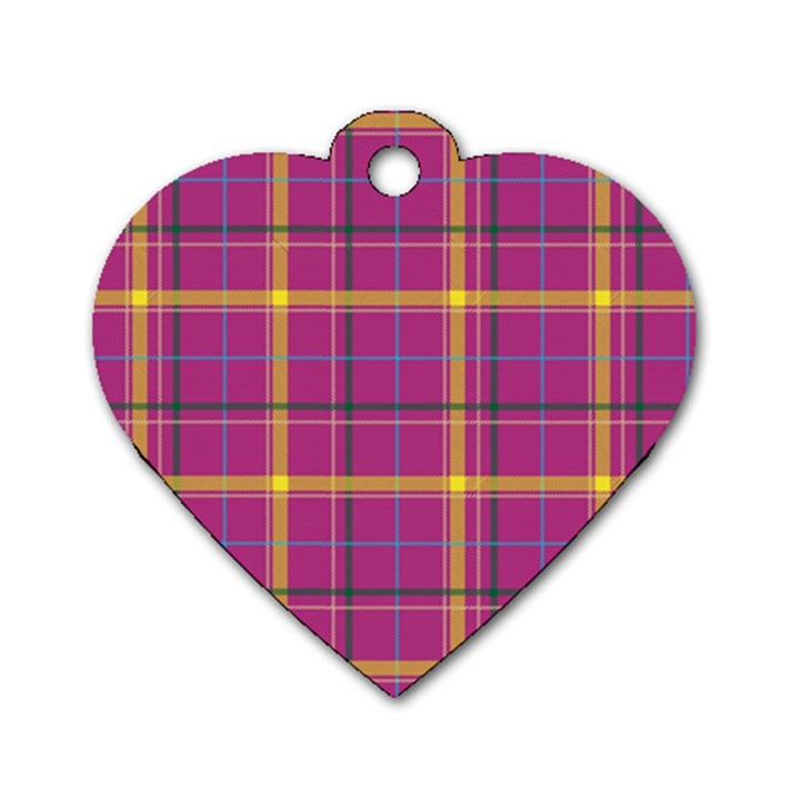 Plaid Tartan Background Wallpaper Dog Tag Heart (Two Sides)