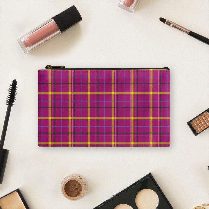 Plaid Tartan Background Wallpaper Cosmetic Bag (Small)