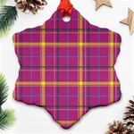 Plaid Tartan Background Wallpaper Snowflake Ornament (Two Sides) Front