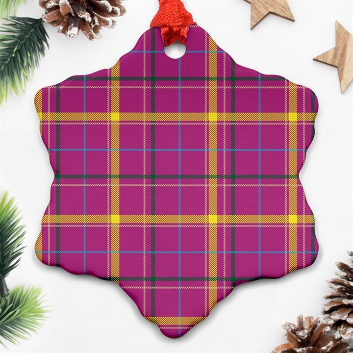 Plaid Tartan Background Wallpaper Snowflake Ornament (Two Sides)