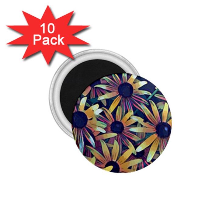 Spring Floral Black Eyed Susan 1.75  Magnets (10 pack) 