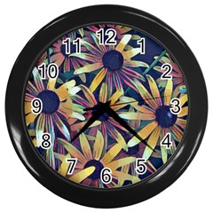 Spring Floral Black Eyed Susan Wall Clock (Black)