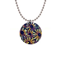 Spring Floral Black Eyed Susan 1  Button Necklace