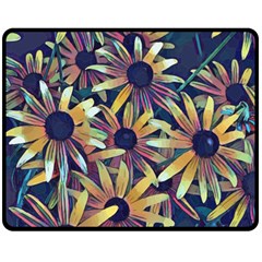 Spring Floral Black Eyed Susan Fleece Blanket (Medium) 