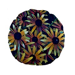 Spring Floral Black Eyed Susan Standard 15  Premium Flano Round Cushions