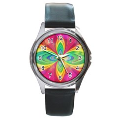 Color Abstract Form Ellipse Bokeh Round Metal Watch by Pakrebo