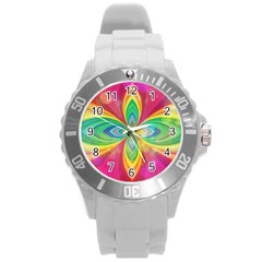 Color Abstract Form Ellipse Bokeh Round Plastic Sport Watch (l) by Pakrebo