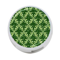 White Flowers Green Damask 4-port Usb Hub (two Sides) by Pakrebo