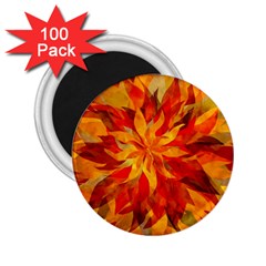 Flower Blossom Red Orange Abstract 2 25  Magnets (100 Pack)  by Pakrebo