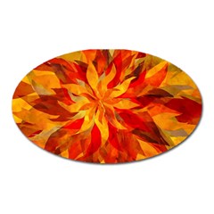 Flower Blossom Red Orange Abstract Oval Magnet