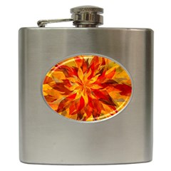 Flower Blossom Red Orange Abstract Hip Flask (6 Oz) by Pakrebo