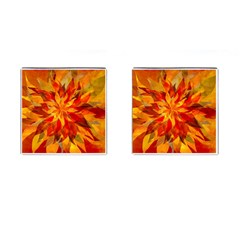 Flower Blossom Red Orange Abstract Cufflinks (square) by Pakrebo