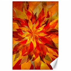 Flower Blossom Red Orange Abstract Canvas 24  x 36 