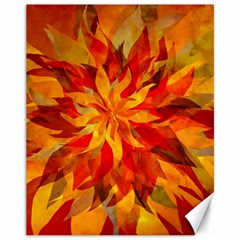 Flower Blossom Red Orange Abstract Canvas 11  x 14 