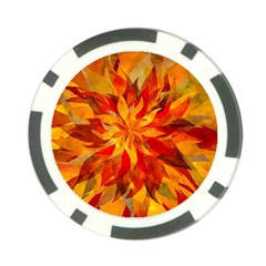 Flower Blossom Red Orange Abstract Poker Chip Card Guard (10 Pack) by Pakrebo