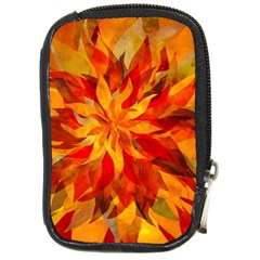 Flower Blossom Red Orange Abstract Compact Camera Leather Case by Pakrebo