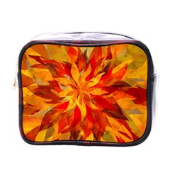 Flower Blossom Red Orange Abstract Mini Toiletries Bag (one Side) by Pakrebo