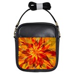 Flower Blossom Red Orange Abstract Girls Sling Bag Front