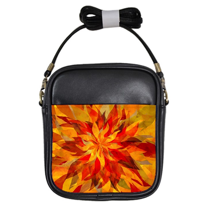 Flower Blossom Red Orange Abstract Girls Sling Bag