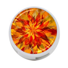 Flower Blossom Red Orange Abstract 4-port Usb Hub (one Side) by Pakrebo