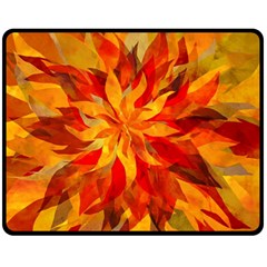 Flower Blossom Red Orange Abstract Fleece Blanket (medium)  by Pakrebo