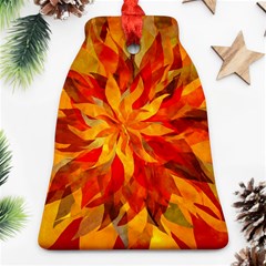 Flower Blossom Red Orange Abstract Bell Ornament (Two Sides)