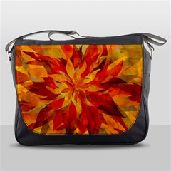 Flower Blossom Red Orange Abstract Messenger Bag