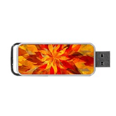 Flower Blossom Red Orange Abstract Portable USB Flash (One Side)