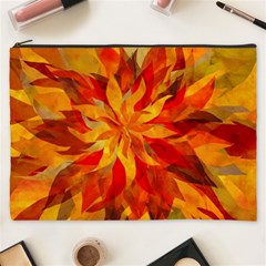 Flower Blossom Red Orange Abstract Cosmetic Bag (xxxl) by Pakrebo