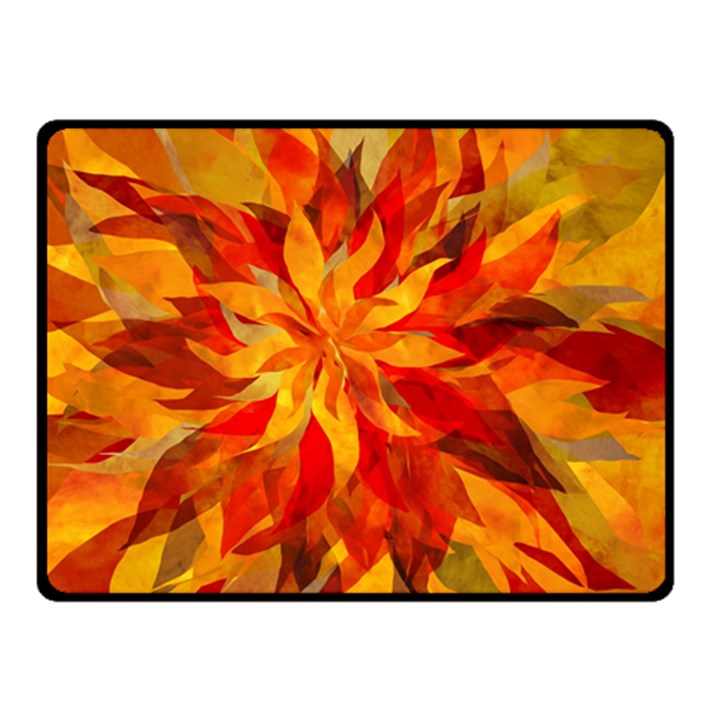 Flower Blossom Red Orange Abstract Double Sided Fleece Blanket (Small) 